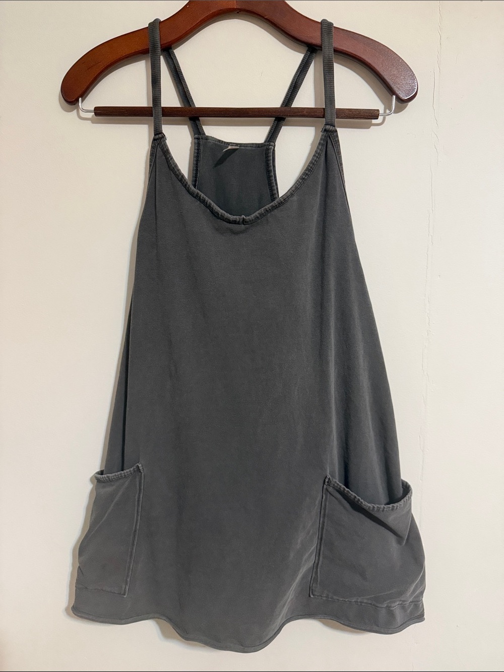 FP Movement by Free People Washed Charcoal Double-Strap Pocket Tank